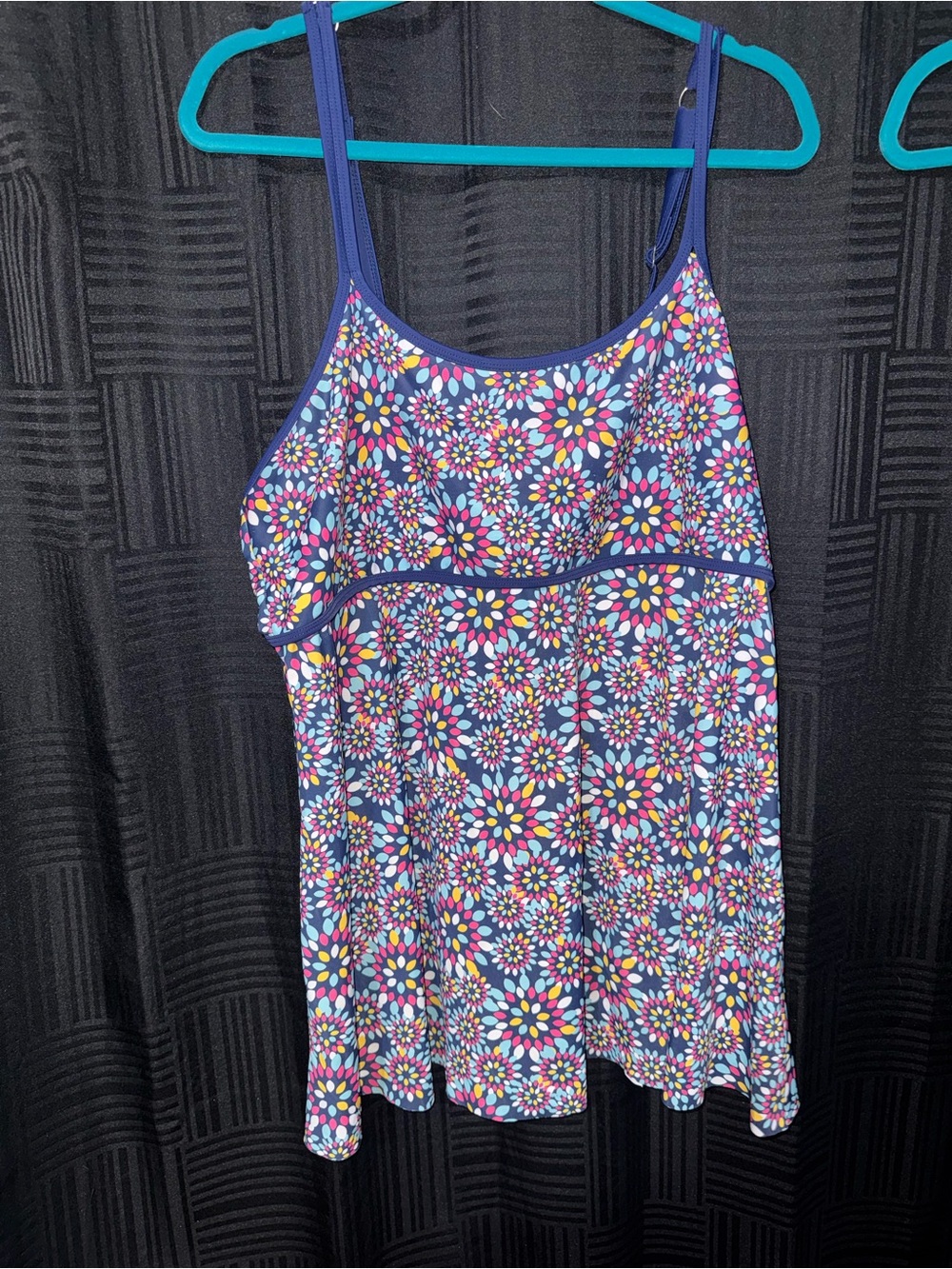 Floral Navy Swim Camisole with Adjustable Straps